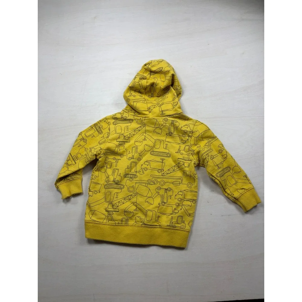 Carters Toddler Boys Yellow Construction Vehicle Print Hoodie 18M Pullover